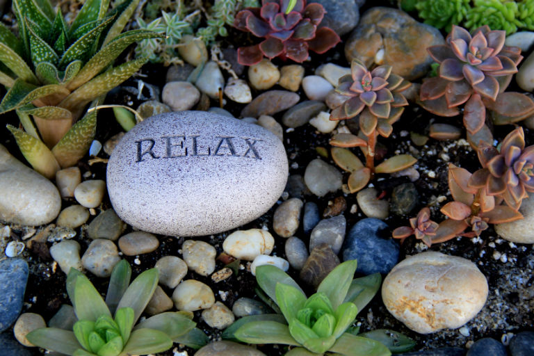 rock with relax text | Landscaping Ideas: Impact of Nature | Hittle Landscaping