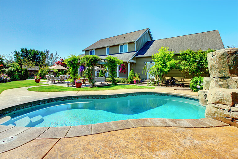 backyard suburban pool | Landscaping Ideas for Swimming Pools | Hittle Landscaping